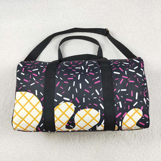 Black Ice Cream Drip Zipper Gym Bags