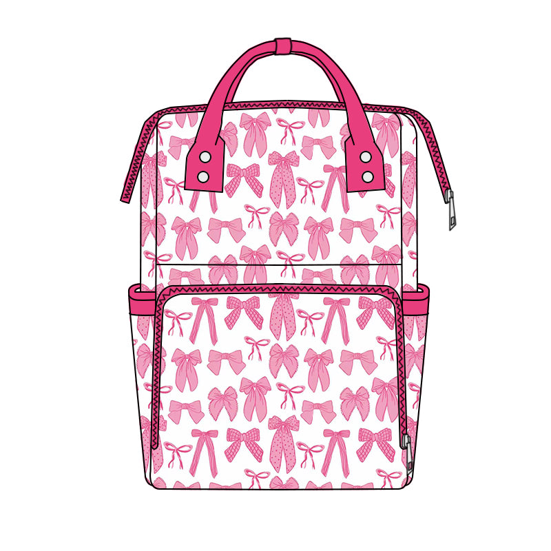 8.3 BA0405 Preorder Pink Bows Print Adult Baby Diaper Bags