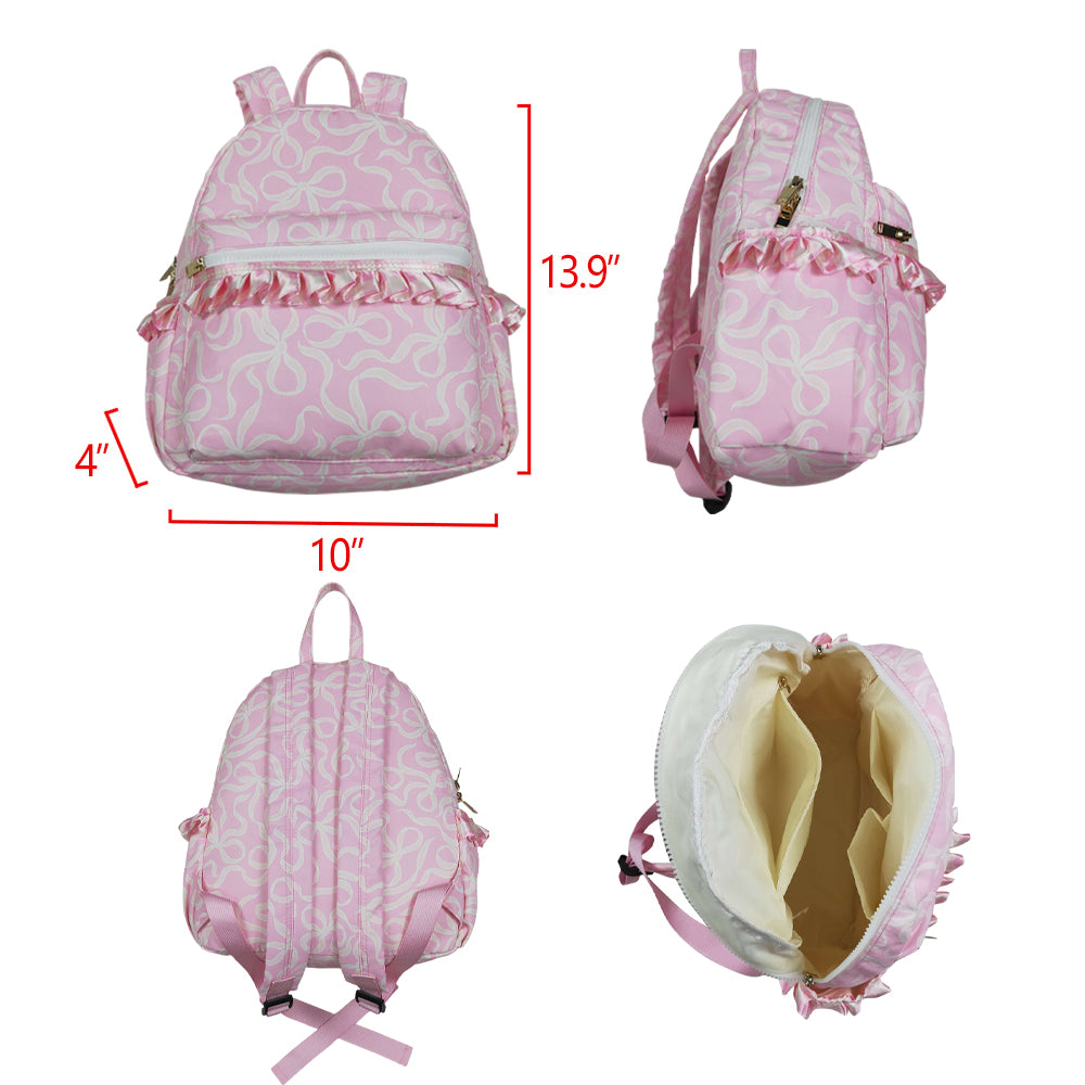 BA0459 Baby Girls Pink Bows Ruffle Backpacks Bags