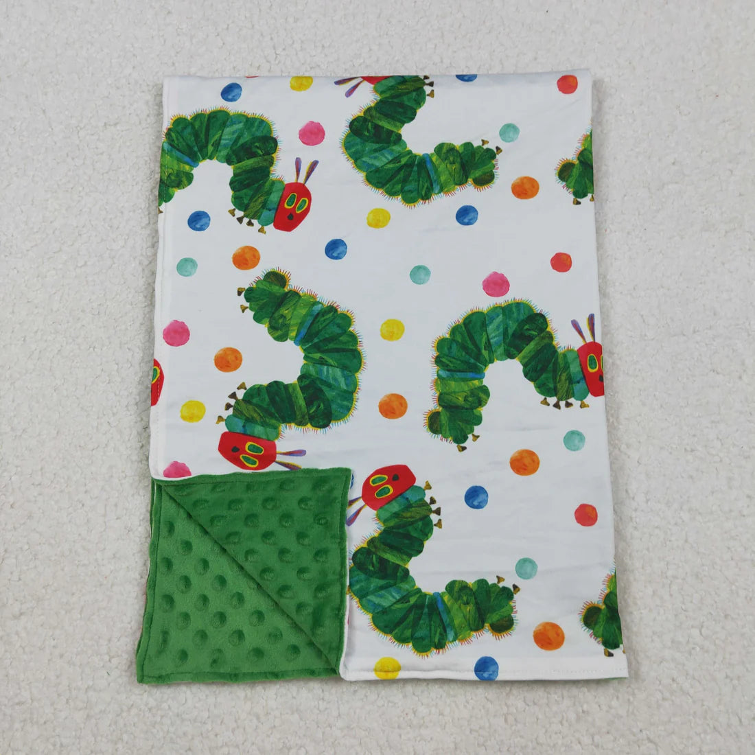 Baby Kids Green Caterpillar Minky Blankts