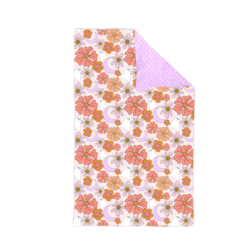 7.13 BL0251 Preorder Ghost Flowers Baby Girls Halloween Blanket