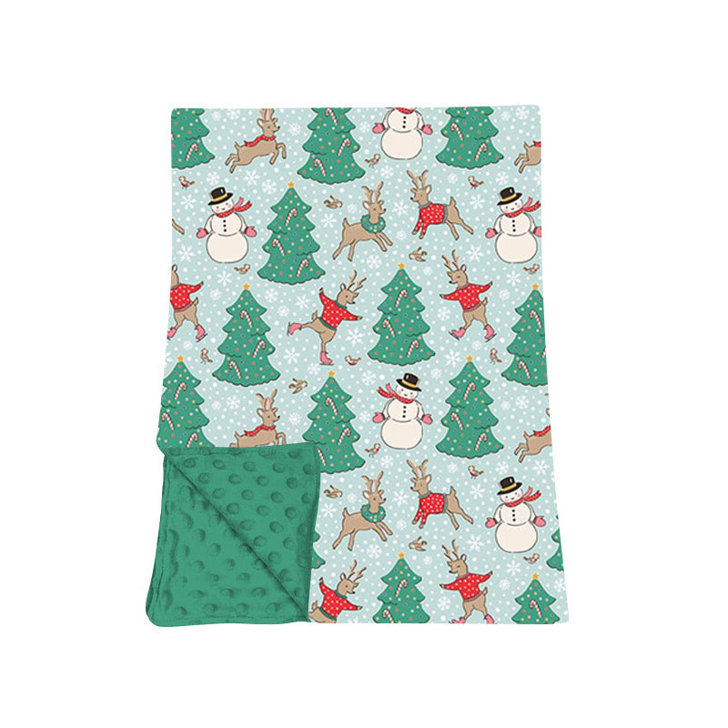 7.30 Preorder Christmas Tree Snowman Print Baby Boys Green Blanket