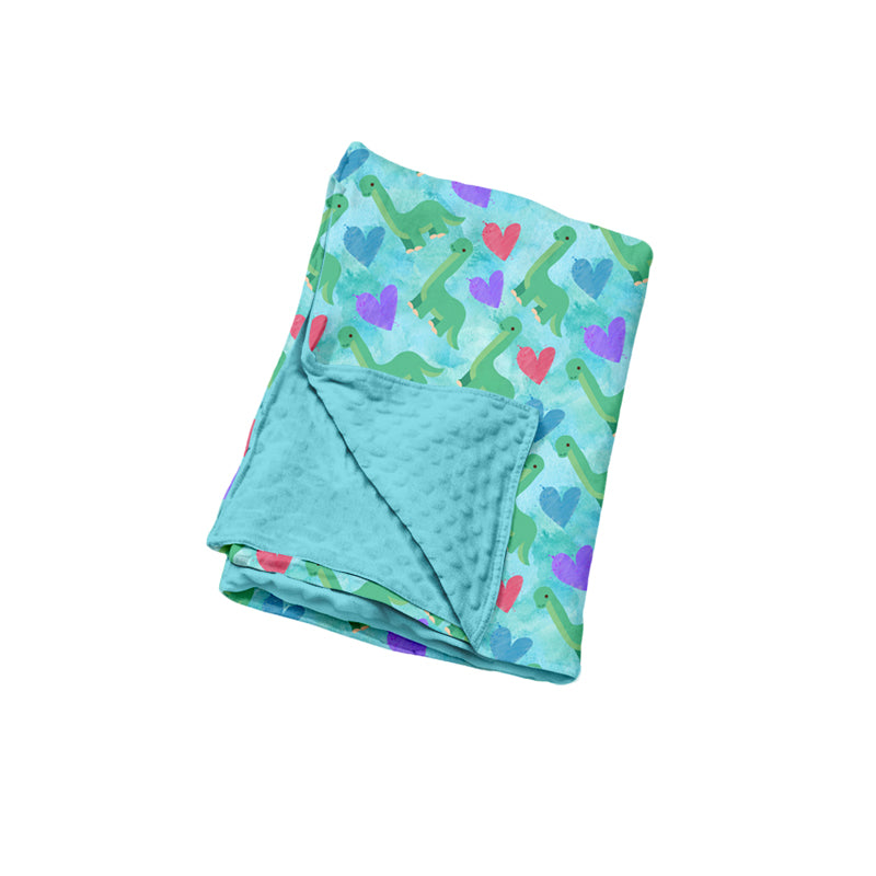 9.30 BL0310 Preorder Baby Boys Heart Dinosaur Blue Blanket