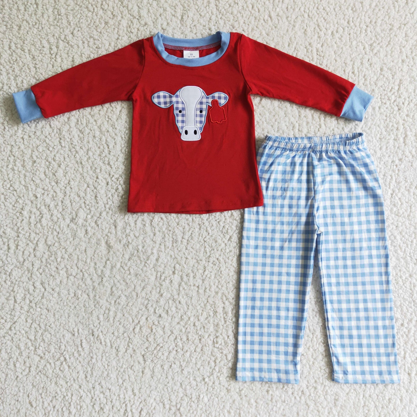 (Promotion)Boys fall cow print embroidery outfits BLP0019