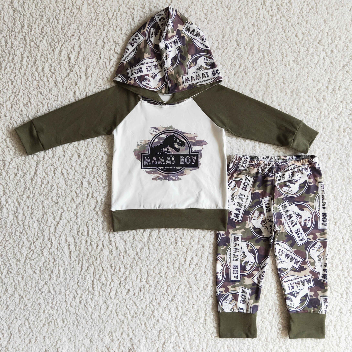 Boys long sleeve MAMA'S BOY design hooded Outfits BLP0078