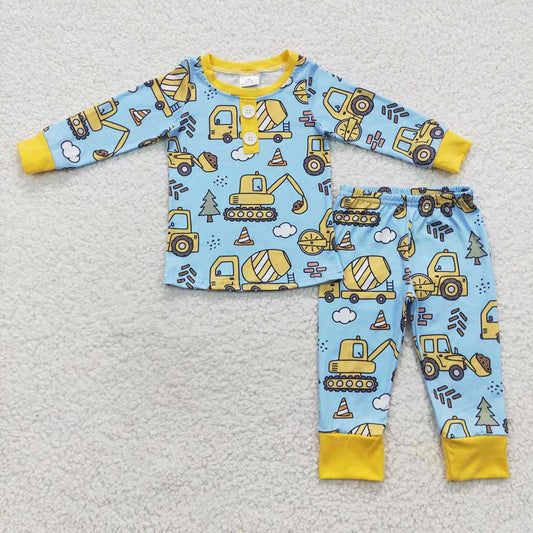 Sibling Baby Boys Construction Long Sleeve Pants Pajama Set