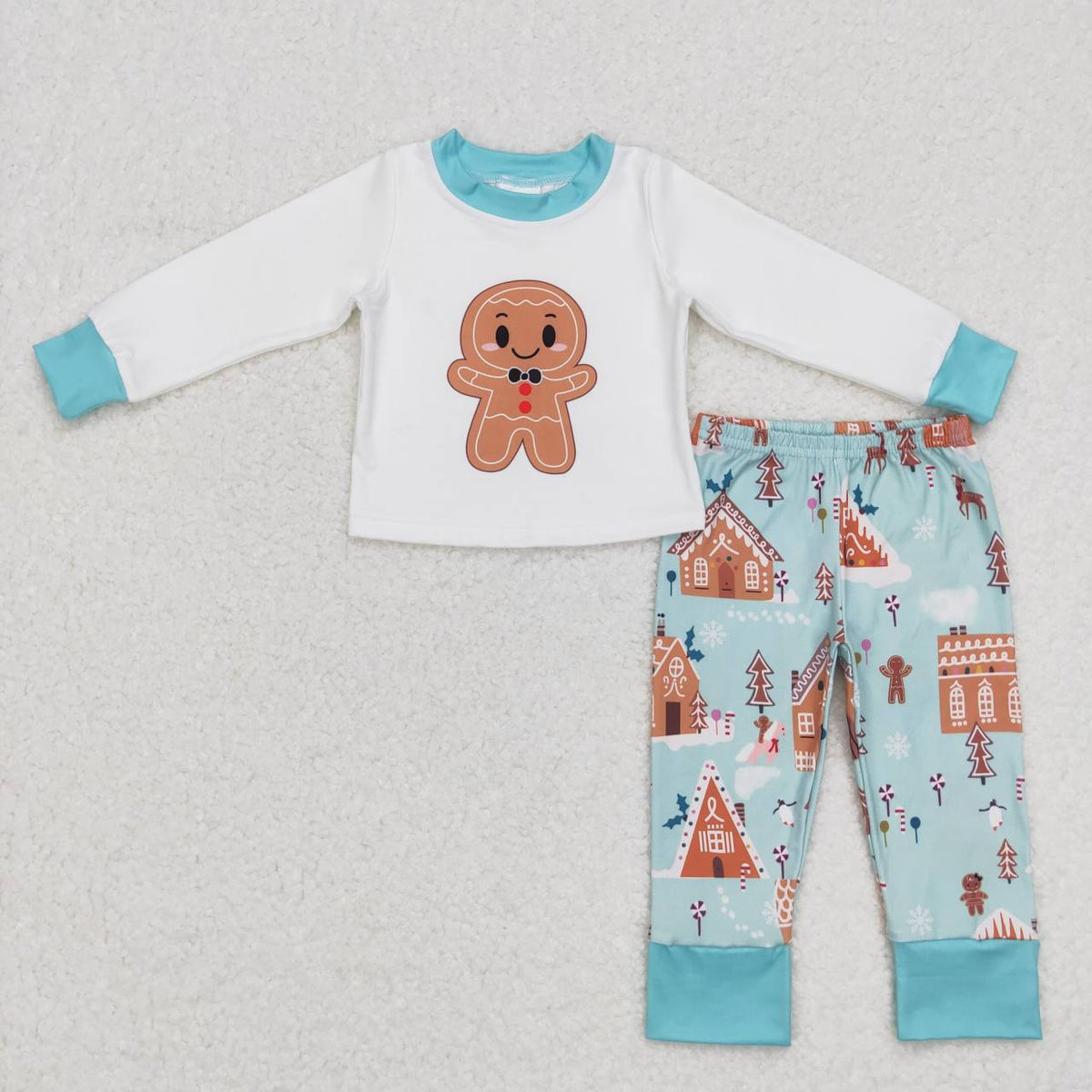 BLP0346 Gingerbread Top Candy House Pants Boys Christmas Clothes Set