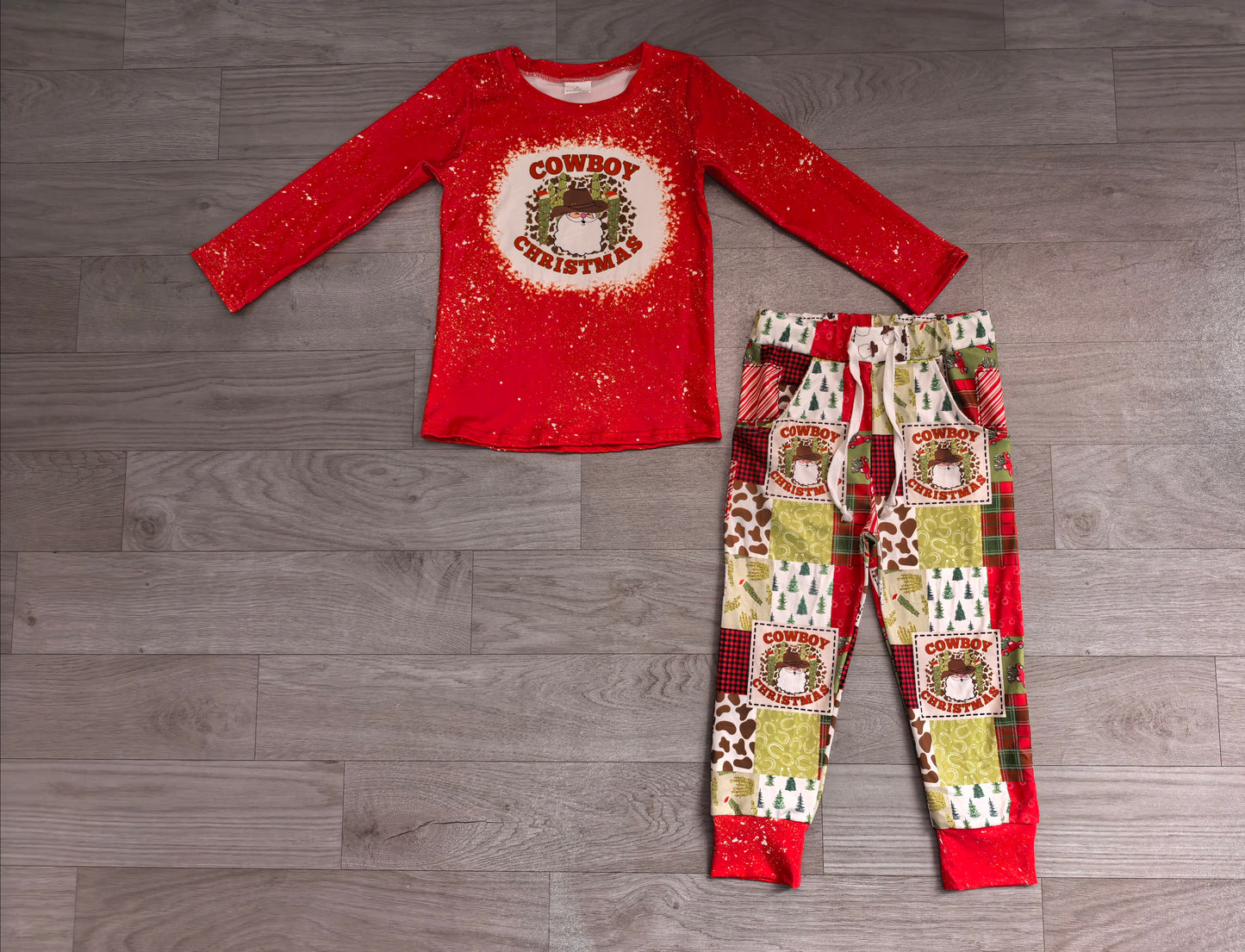 Preorder Cowboy Christmas Kids Boys Long Sleeve Outfit