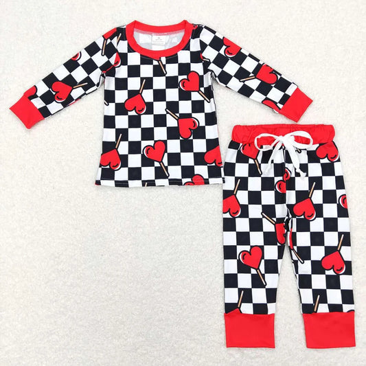 Sibling Baby Girls Valentines Long Sleeve Top Pants Pajama Set