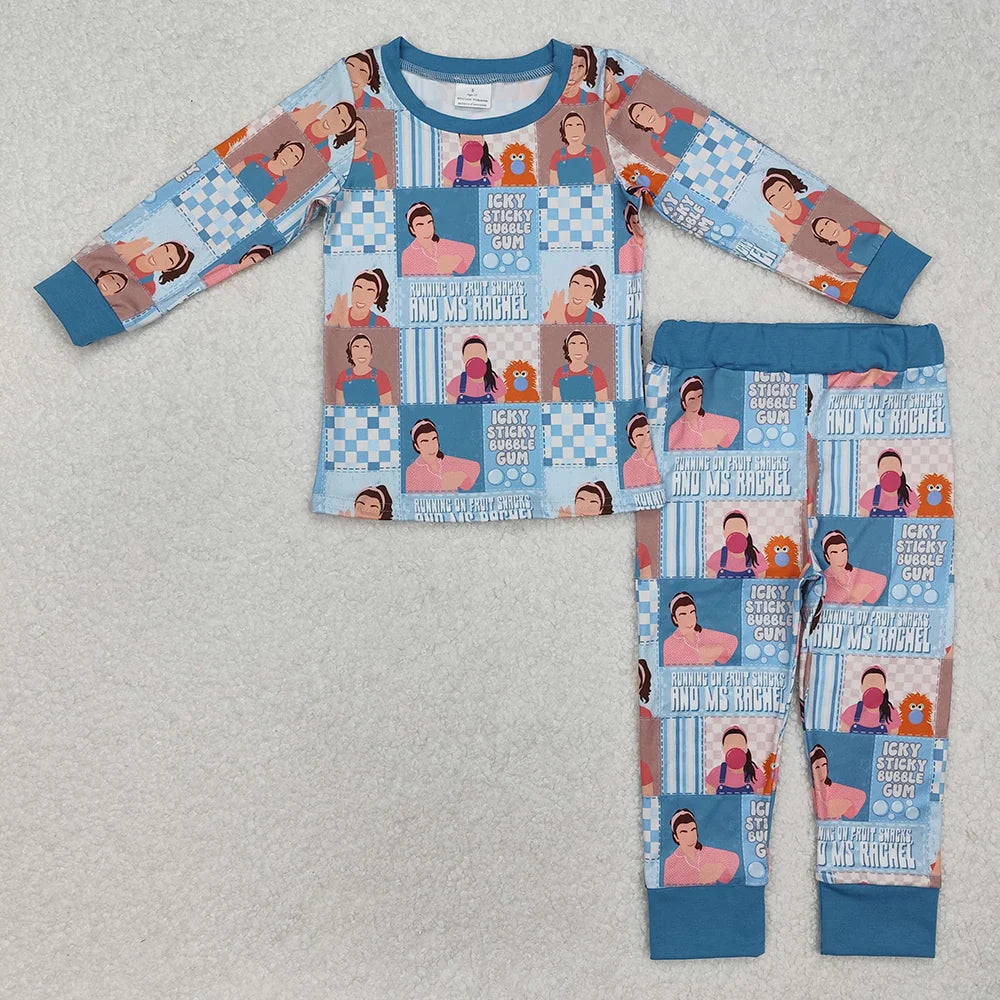 Sibling Baby Girls Boys English Teacher Checkered Long Sleeve Pajama Set