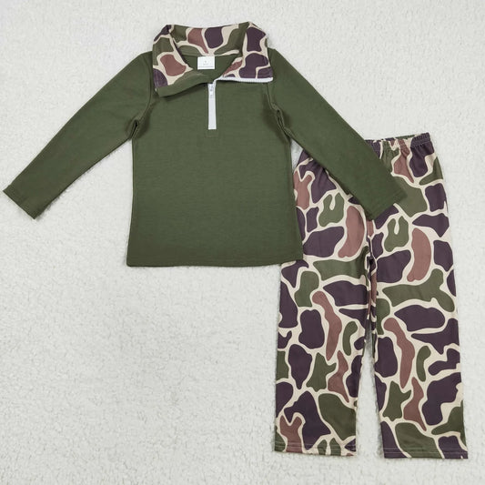 Sibling Baby Boys Hunting Long Sleeve Zipper Pullvoer Top with Pants Outfit