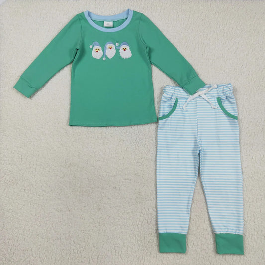 Sibling Baby Girls Embroidery Santa Long Sleeve Outfit Romper