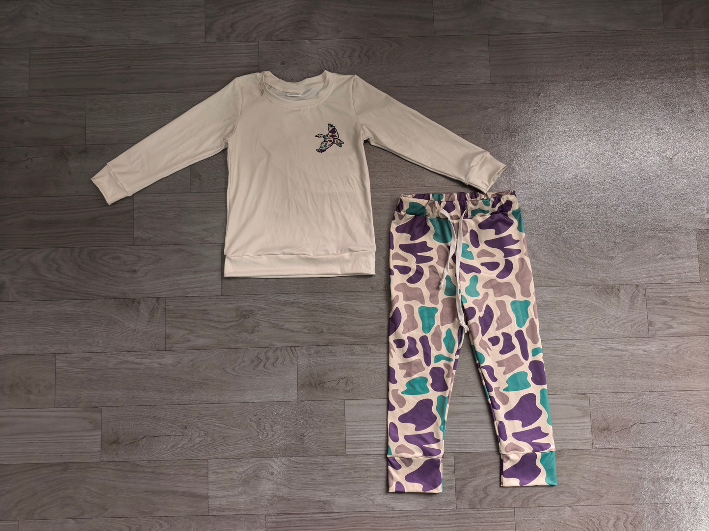 Kids Boys mallard Duck Long Sleeve Top With Camo Pants Outfit Preorder
