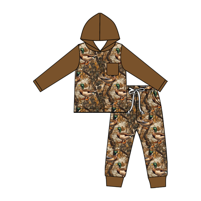 5.11 Toddler Boys Mallard Duck Long Sleeve Hoodie Top with Jogger Outfit Preorder