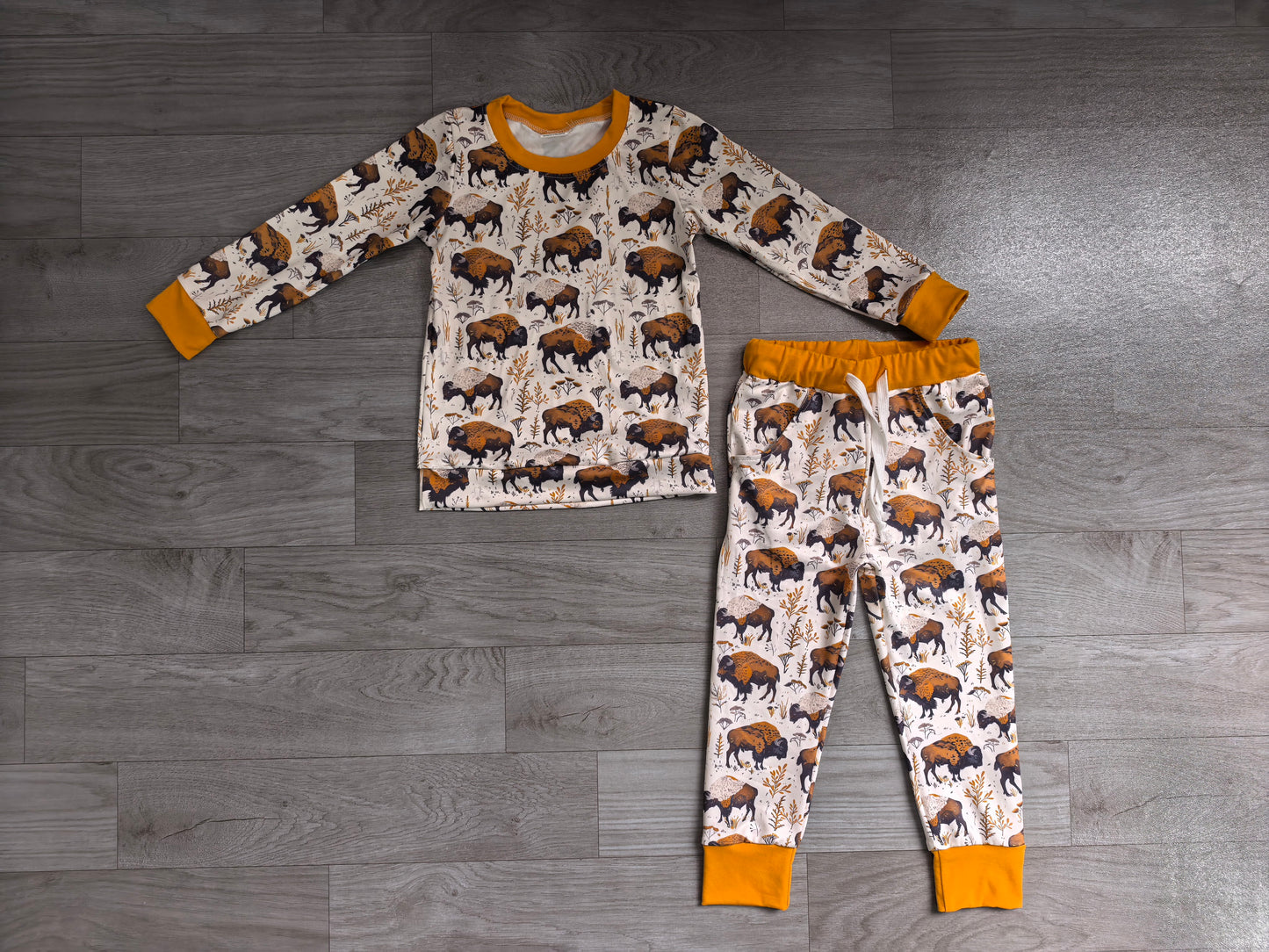 BLP1466 Preorder Bull Print Boys Long Sleeve Pants Clothes Set