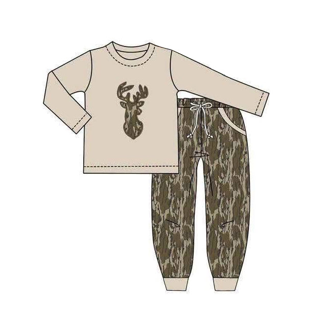 6.30 Preorder BLP1491 Deer Top Camo Pants Boys Clothes Set