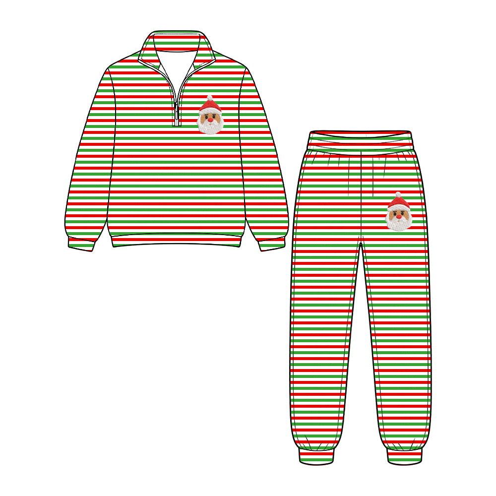 7.17 BLP1506 Preorder Kids Boys Christmas Santa Striped Pullover Top with Jogger Outfit