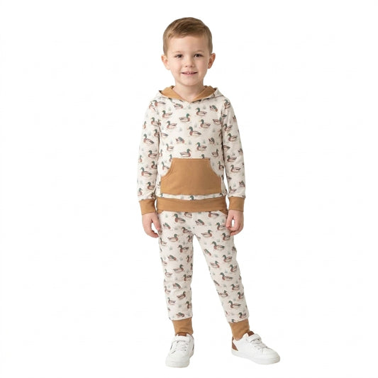 BLP1510 Duck Hoodie Top Pockets Pants Boys Fall Clothes Set