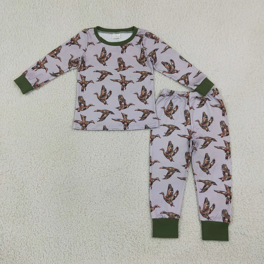 Sibling Baby Boys Camo Mallard Duck Long Sleeve Pajama Set Zipper Romper Blanket