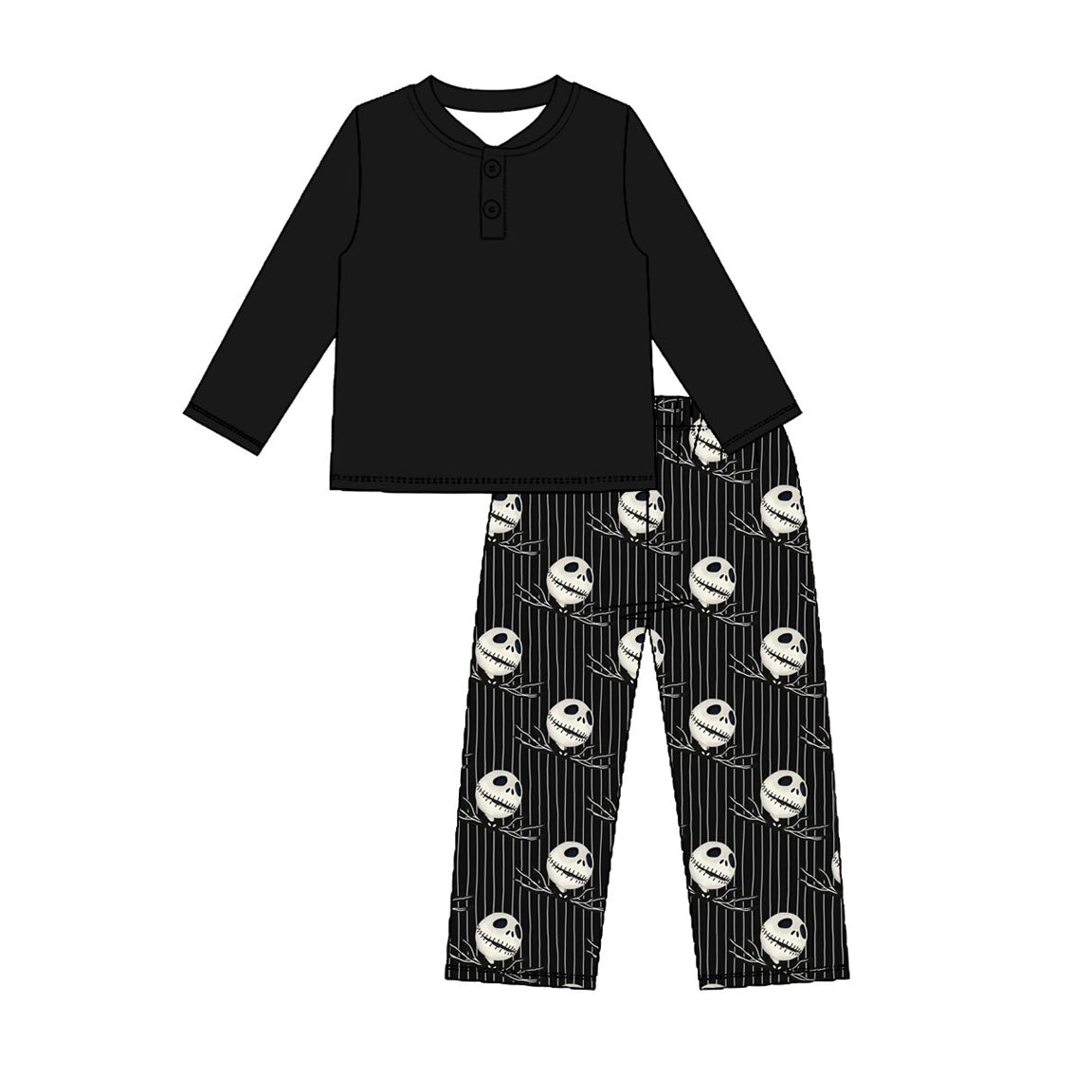 8.7 Preorder Kids Boys Halloween Black Top Cartoon Pants Outfit