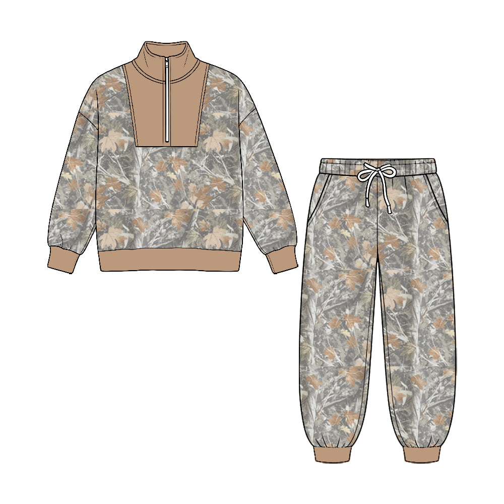 8.25 BLP1589 Preorder Tree Camo Half‑Zip Top & Jogger Pants Set