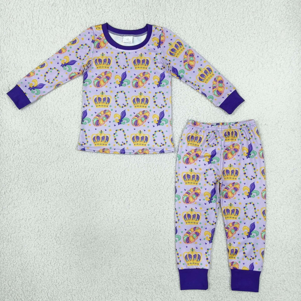 BLP1610 Donut Anchor Print Kids Mardi Gras Pajamas Clothes Set