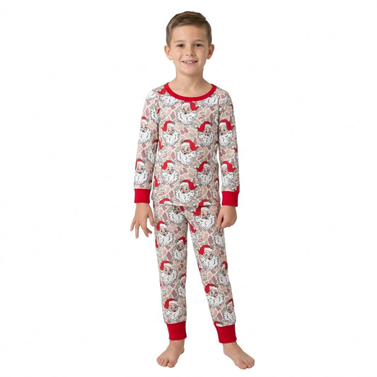 BLP1613 Baby Boys Christmas Santa Camo Long Sleeve Pajama Set