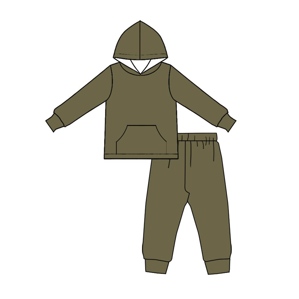 9.17 BLP1623 Preorder Kids Boys Olive Hoodie Jogger Pants Outfit