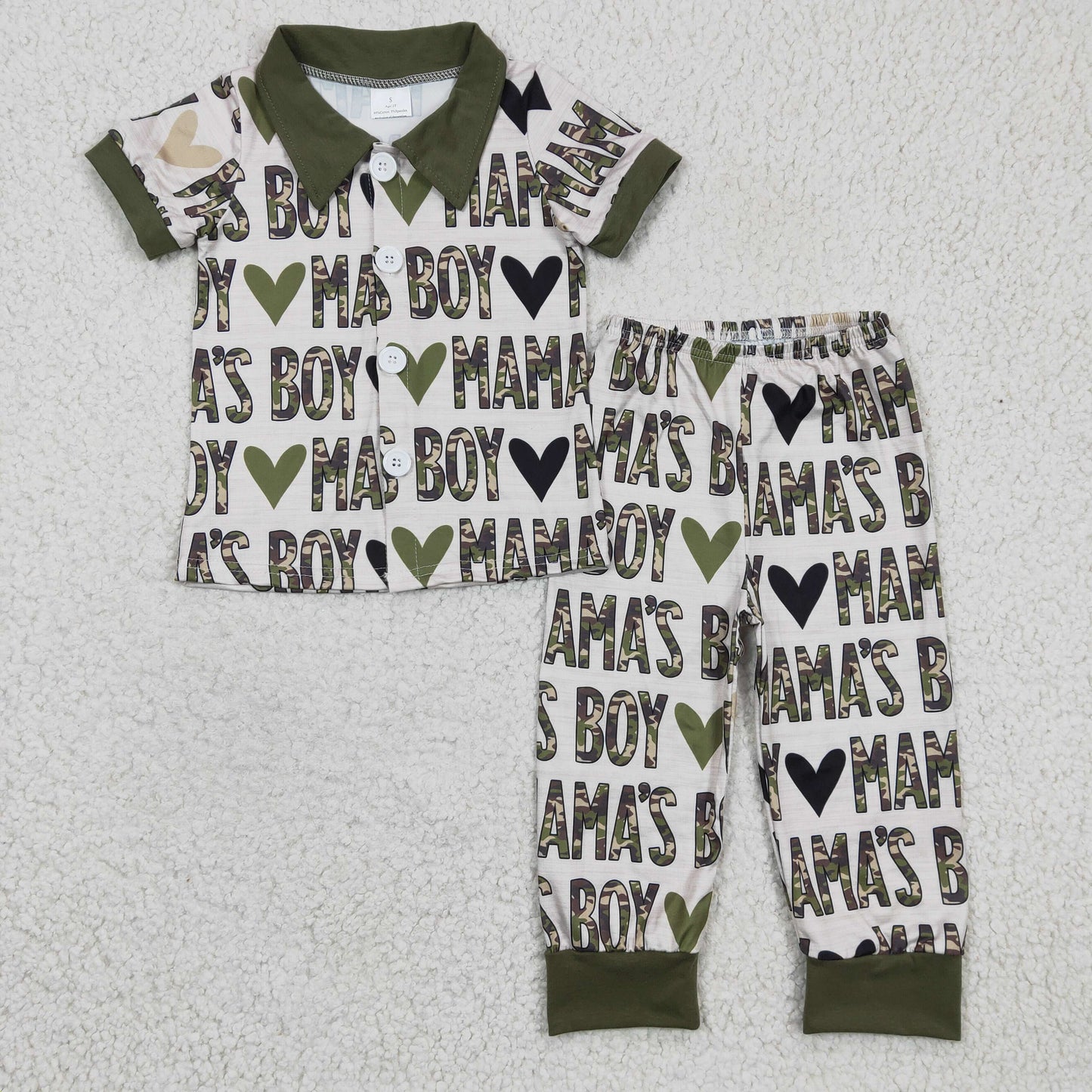BSPO0044 MAMA'S Boy Camo Print Boys Button Pajama Set