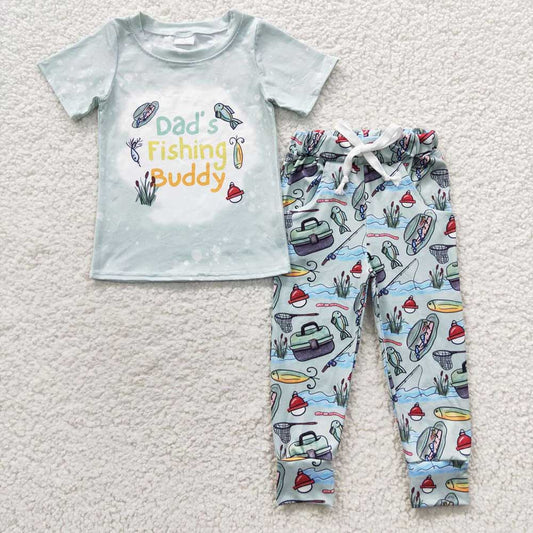Sibling Baby Girls Daddy Fishing Outfit and Romper