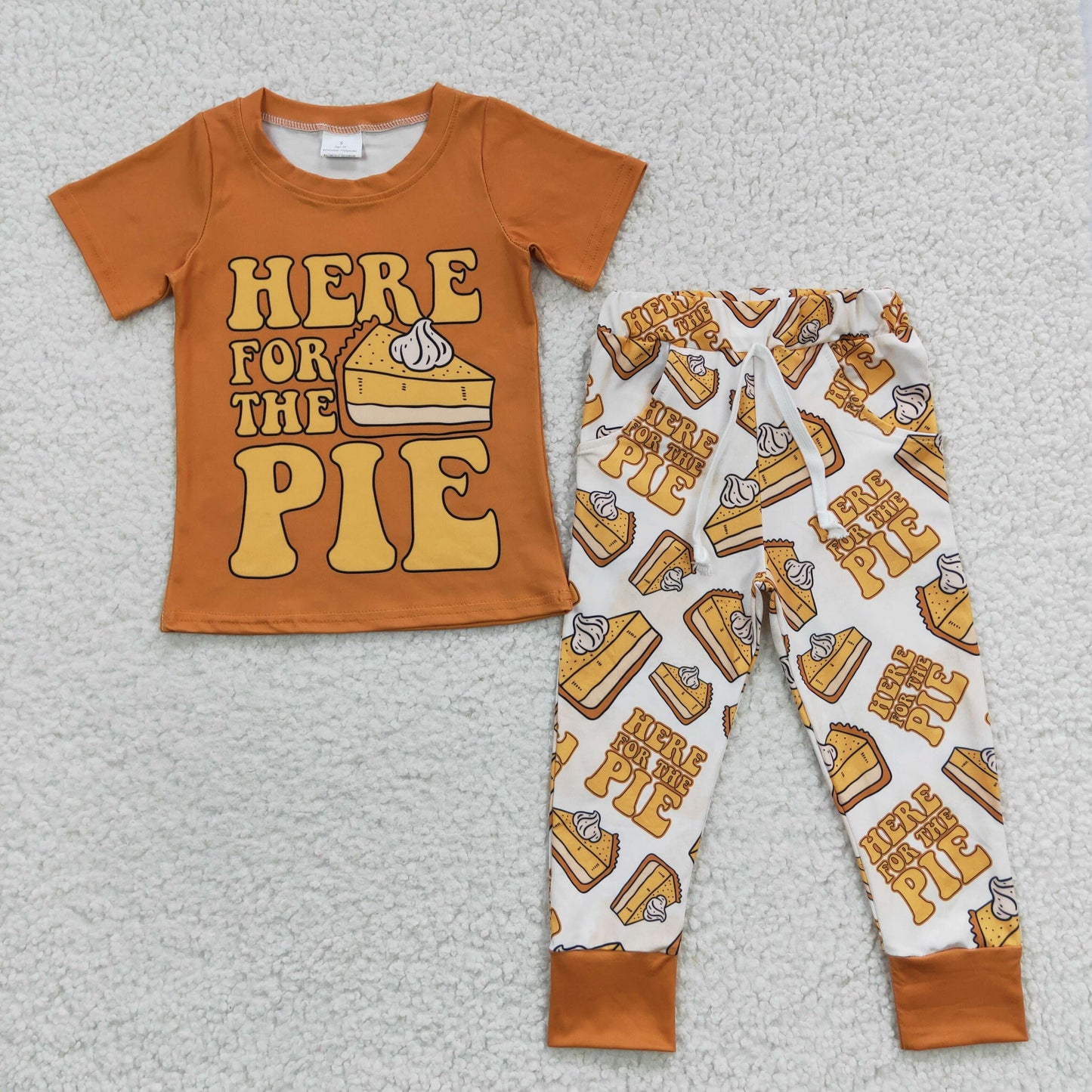 BSPO0118 Here For The Pie Print Boys Thanksgiving Clothes Set
