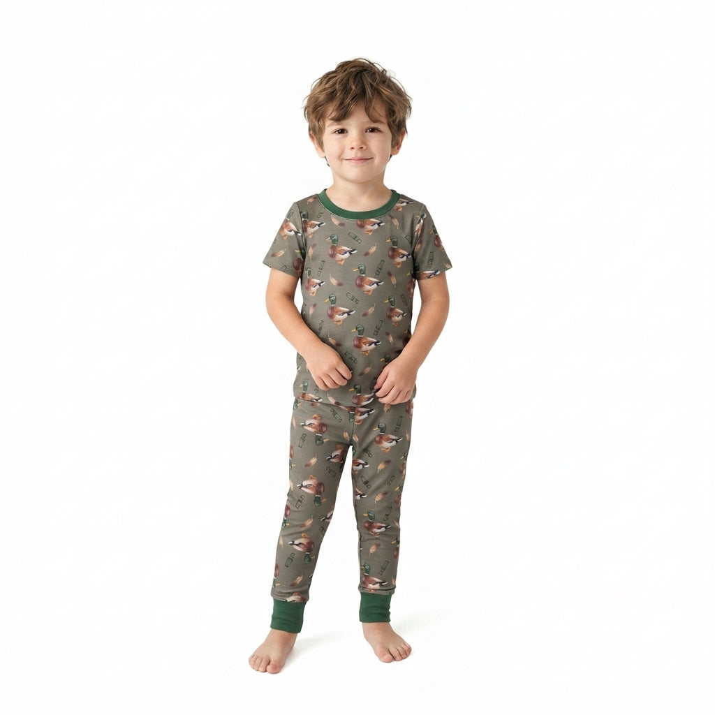 BSPO0702 Duck Call Print Boys Pajamas Clothes Set