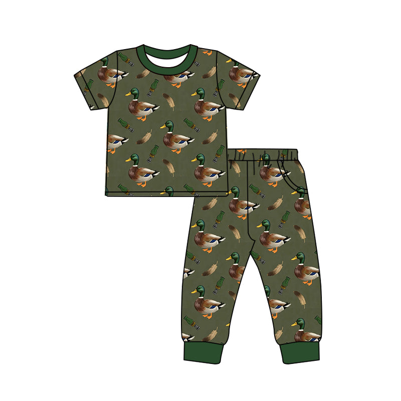 8.7 BSPO0702 Preorder Duck Call Print Boys Pajamas Clothes Set