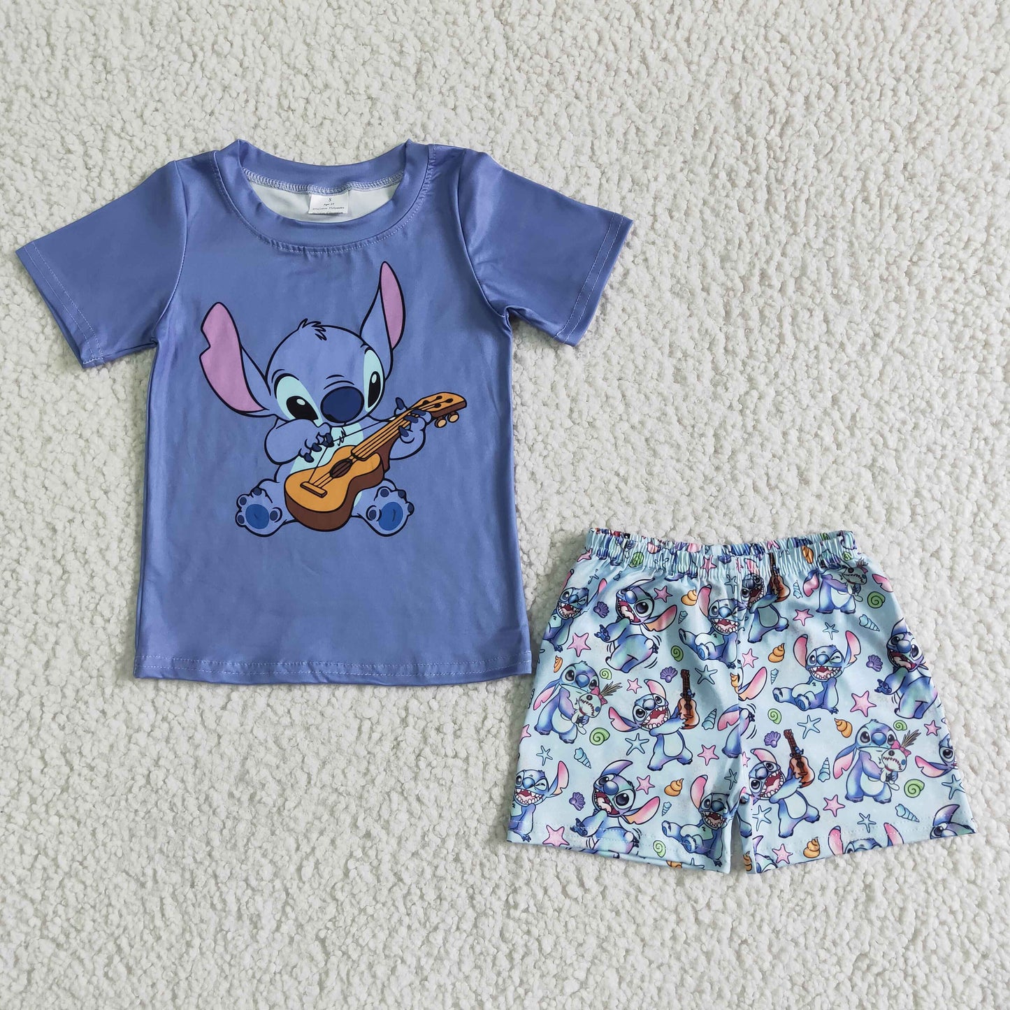 (Promotion)Cartoon Stitc* Boys blue summer outfits BSSO0027