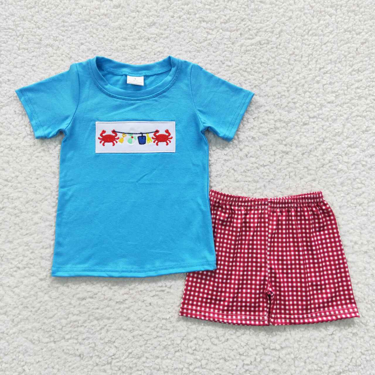 Sibling Crab Embroidery Baby Girls Boys Summer Outfits Clothes Sets