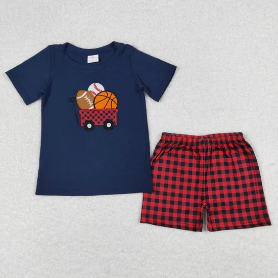 Sibling Baby Boys Embroidery Baseball Summer Shorts Sets Clothes Sets
