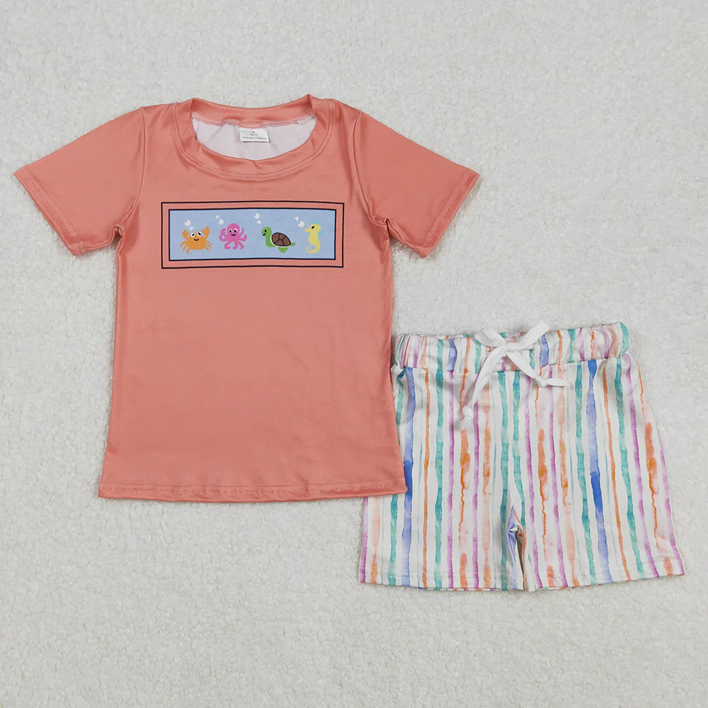 Sibling Boys Baby Girls Sea Animals Summer Outfits Clothing