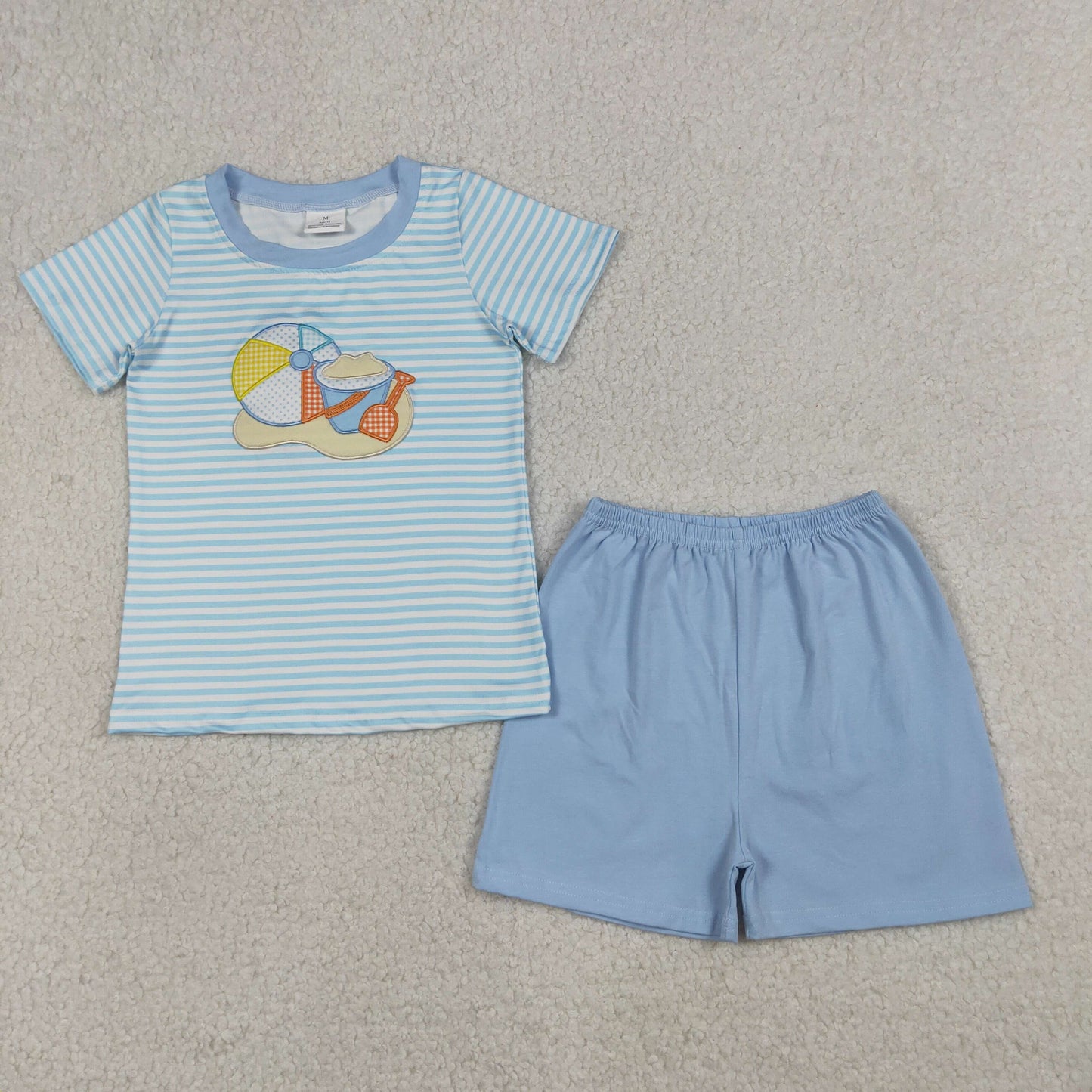 Sibling Toddler Girls & Boys Embroidery Beach Short Sleeve Top with Shorts Outfit