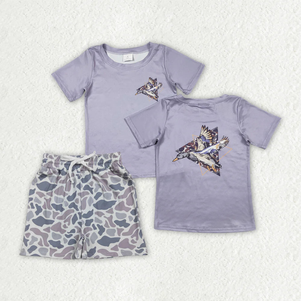 Baby Boys Ducks Top Southern Light Grey Camo Pockets Short Hunting Outfit