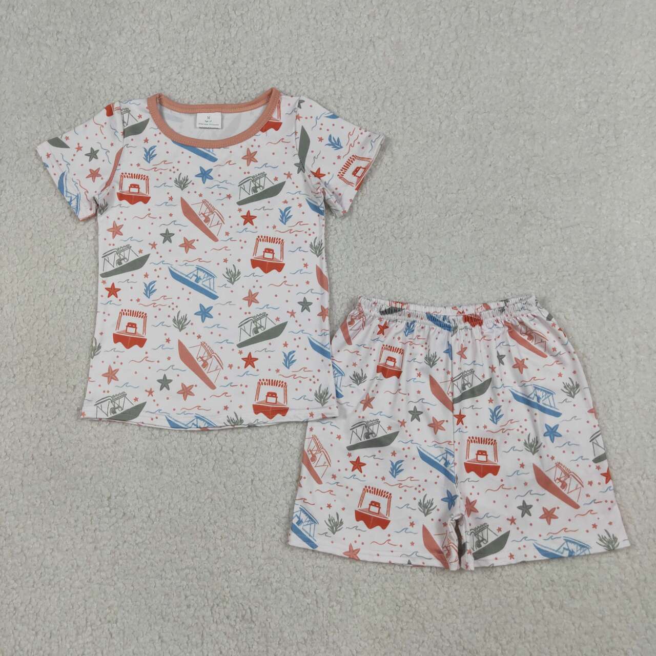 Boat Print Boys Summer Clothes Set