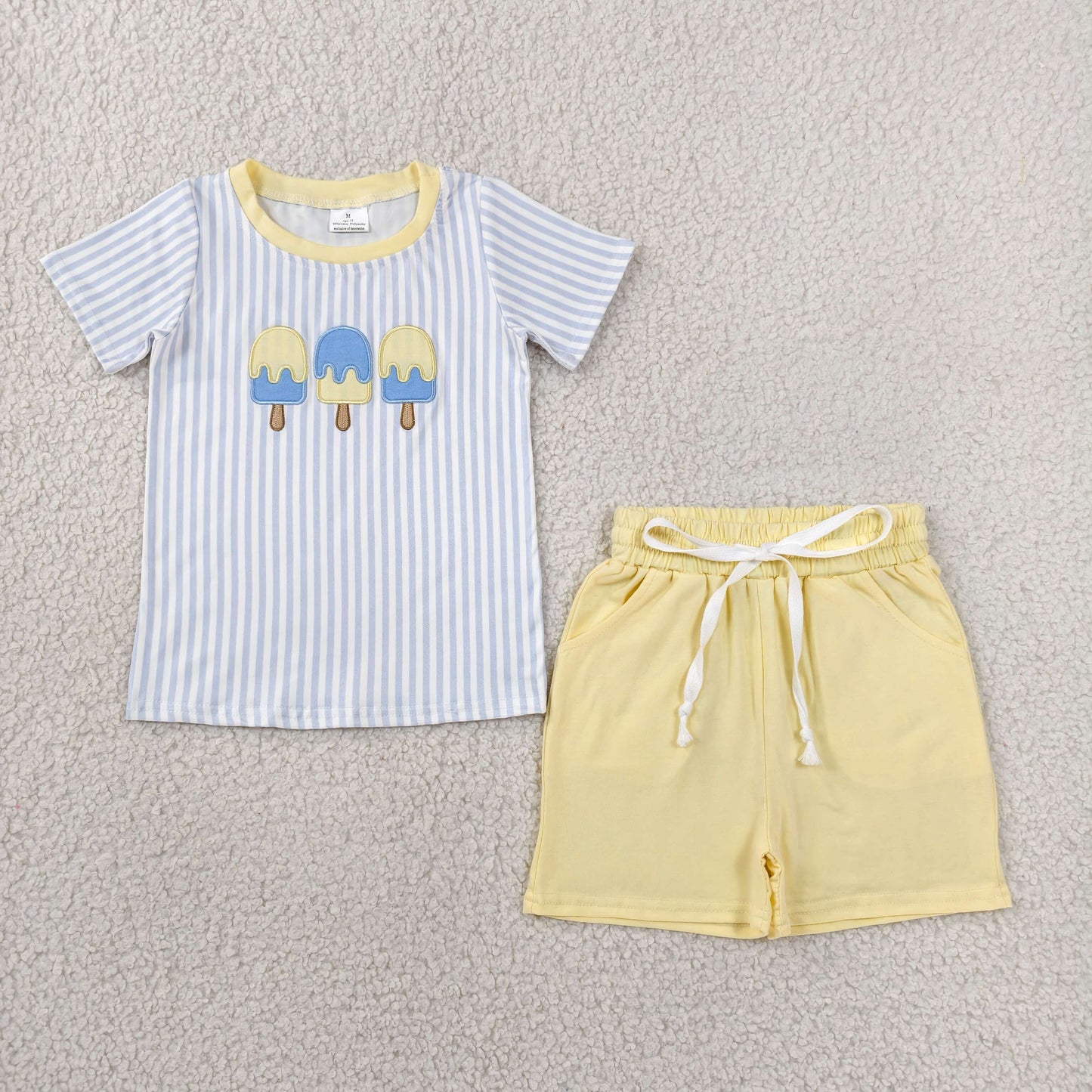 Sibling Baby Boys Embroidery Popsicle Shorts Outfit Bubble Romper