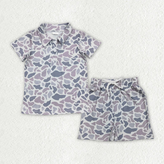 Sibling Baby Boys Camo Short Sleee Shirt Top with Shorts Outfit