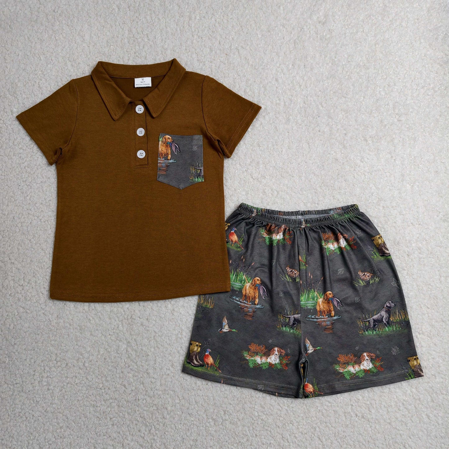 Sibling Baby Boys Southern Hunting Dog Duck Shorts Set +Romper