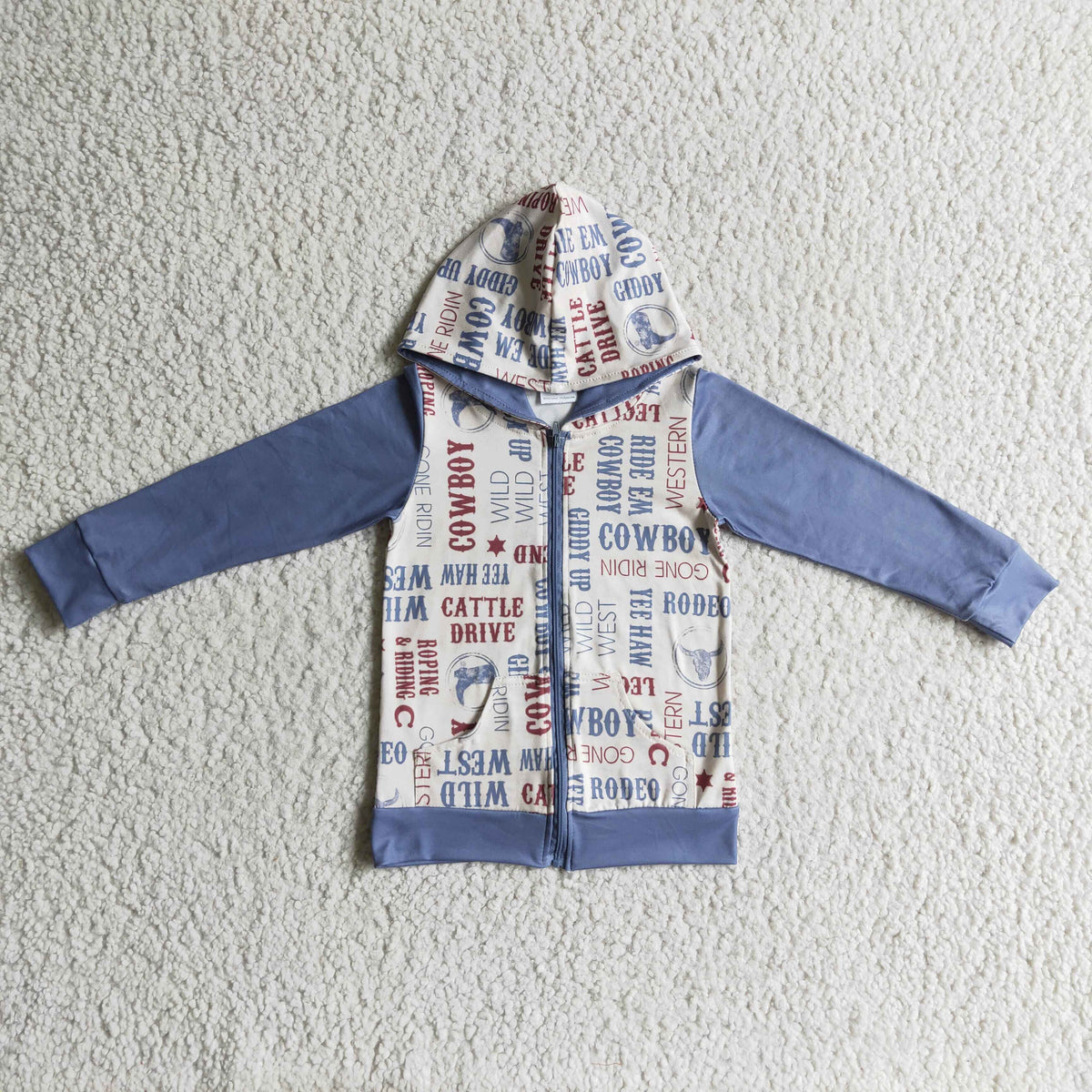 Boys cowboy design hooded top BT0084