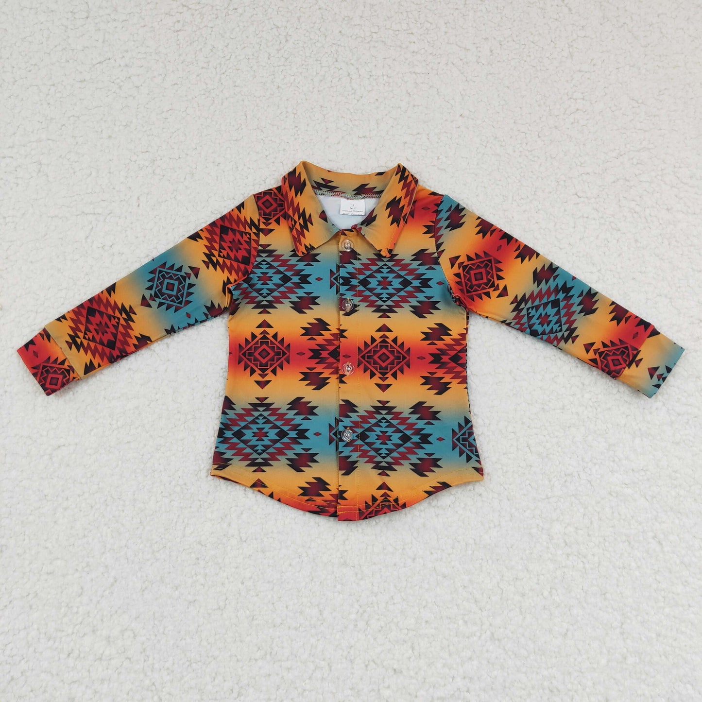 Boys long sleeve aztec print button up shirt BT0129