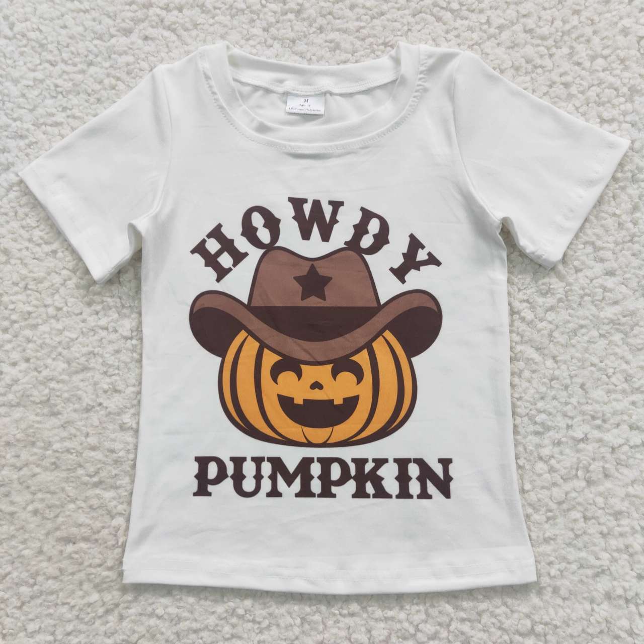 BT0249 Howdy Pumpkin Print Boys Halloween Tee Shirts Top