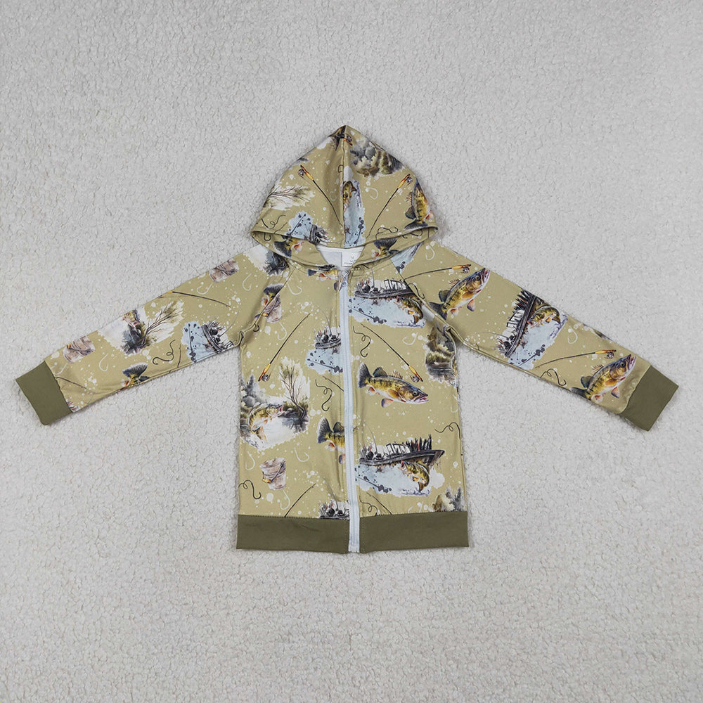 BT0346 Fishing Hunting Zipper Kids Hoodie Jacket Top