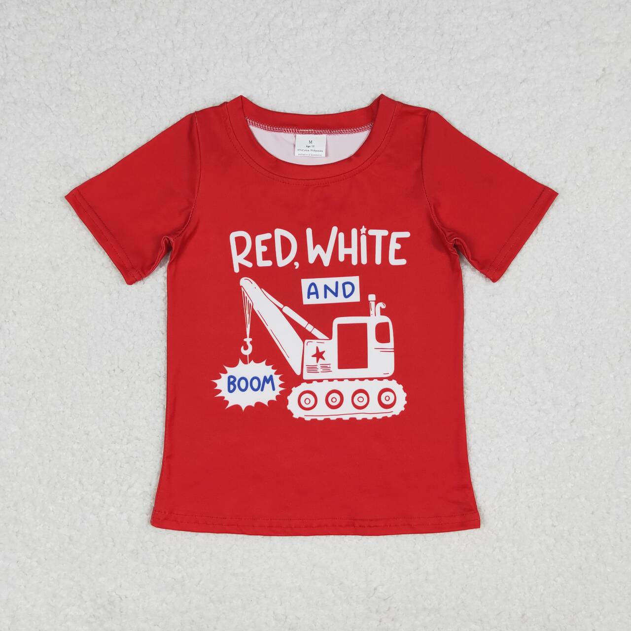 BT0652 Red White BOOM Baby 4th of July Tee Shirts Top