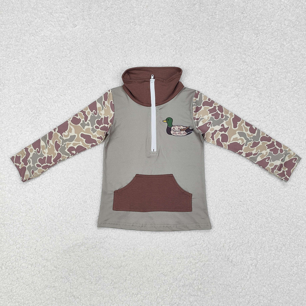 Sibling Brother Baby Boys Camo Zip Duck Hunting Pullovers Tops