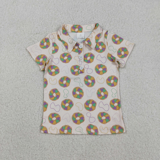 Family Adult Kids Mardigras Donuts Dress Button Polo Shirts Tops Skorts Clothes Set Yoga Shorts